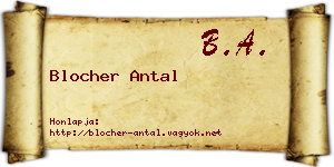 Blocher Antal névjegykártya